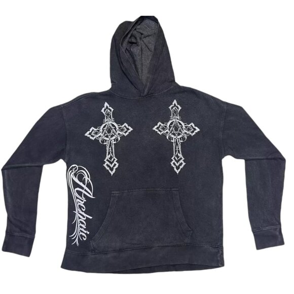 Archaic By Affliction Unisex Oversized Boxy Pullover Hoodie Stone Ranger - Picture 9 of 10